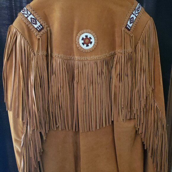 Mens Leather Fringe Jacket - Picture 2 of 4